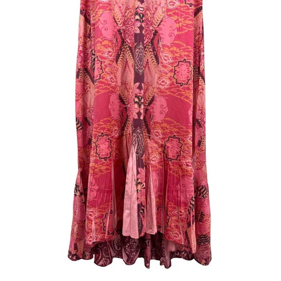 Style Co Dress Women Size Large L Maxi Pink V-Neck Maldives Ehnic Sunsets New - Picture 5 of 9